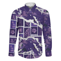 Hawaii Japanese Culture Purple Family Matching Puletasi and Hawaiian Shirt Spring Cranes Aloha Pattern