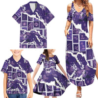 Hawaii Japanese Culture Purple Family Matching Summer Maxi Dress and Hawaiian Shirt Spring Cranes Aloha Pattern LT01 - Polynesian Pride