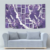 Hawaii Japanese Culture Purple Tapestry Spring Cranes Aloha Pattern