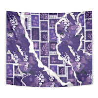 Hawaii Japanese Culture Purple Tapestry Spring Cranes Aloha Pattern