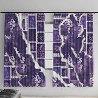 Hawaii Japanese Culture Purple Window Curtain Spring Cranes Aloha Pattern