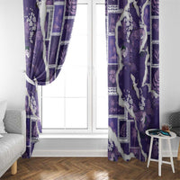 Hawaii Japanese Culture Purple Window Curtain Spring Cranes Aloha Pattern
