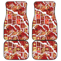 Hawaii Japanese Culture Red Car Mats Spring Cranes Aloha Pattern