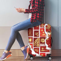 Hawaii Japanese Culture Red Luggage Cover Spring Cranes Aloha Pattern
