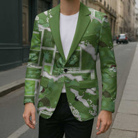 Hawaii Japanese Culture Sage Green Blazer Spring Cranes Aloha Pattern