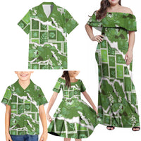 Hawaii Japanese Culture Sage Green Family Matching Off Shoulder Maxi Dress and Hawaiian Shirt Spring Cranes Aloha Pattern LT01 - Polynesian Pride
