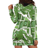 Hawaii Japanese Culture Sage Green Hoodie Dress Spring Cranes Aloha Pattern