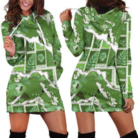 Hawaii Japanese Culture Sage Green Hoodie Dress Spring Cranes Aloha Pattern