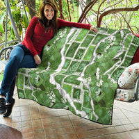 Hawaii Japanese Culture Sage Green Quilt Spring Cranes Aloha Pattern