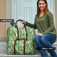 Hawaii Japanese Culture Sage Green Travel Bag Spring Cranes Aloha Pattern