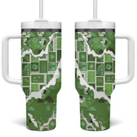 Hawaii Japanese Culture Sage Green Tumbler With Handle Spring Cranes Aloha Pattern