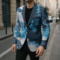 Blue Hibiscus Plumeria Floral Blazer - Polynesian Pride