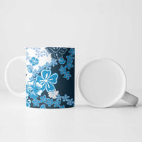 Blue Hibiscus Plumeria Floral Ceramic Mug - Polynesian Pride
