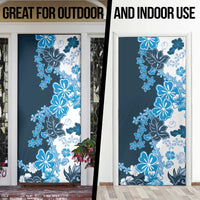Blue Hibiscus Plumeria Floral Door Cover - Polynesian Pride