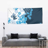 Blue Hibiscus Plumeria Floral Tapestry - Polynesian Pride