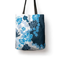 Blue Hibiscus Plumeria Floral Tote Bag - Polynesian Pride
