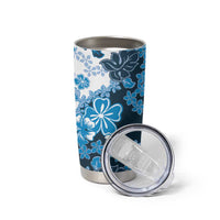 Blue Hibiscus Plumeria Floral Tumbler Cup - Polynesian Pride