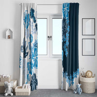 Blue Hibiscus Plumeria Floral Window Curtain - Polynesian Pride