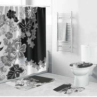 Gray Scale Hibiscus Plumeria Floral Bathroom Set - Polynesian Pride