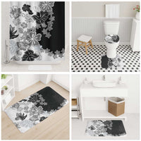 Gray Scale Hibiscus Plumeria Floral Bathroom Set - Polynesian Pride