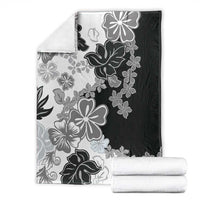 Gray Scale Hibiscus Plumeria Floral Blanket - Polynesian Pride