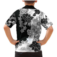 Gray Scale Hibiscus Plumeria Floral Family Matching Mermaid Dress and Hawaiian Shirt LT01 - Polynesian Pride