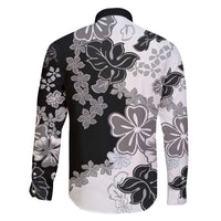 Gray Scale Hibiscus Plumeria Floral Family Matching Mermaid Dress and Hawaiian Shirt LT01 - Polynesian Pride