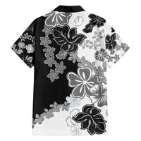 Gray Scale Hibiscus Plumeria Floral Family Matching Off Shoulder Maxi Dress and Hawaiian Shirt - Polynesian Pride