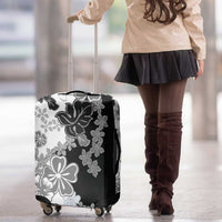 Gray Scale Hibiscus Plumeria Floral Luggage Cover - Polynesian Pride