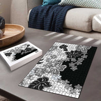 Gray Scale Hibiscus Plumeria Floral Puzzle LT01