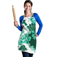 Green Hibiscus Plumeria Floral Apron - Polynesian Pride