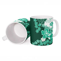 Green Hibiscus Plumeria Floral Ceramic Mug - Polynesian Pride
