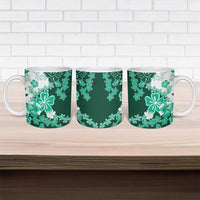 Green Hibiscus Plumeria Floral Ceramic Mug - Polynesian Pride