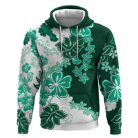Green Hibiscus Plumeria Floral Hoodie - Polynesian Pride