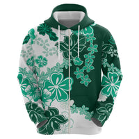 Green Hibiscus Plumeria Floral Hoodie - Polynesian Pride