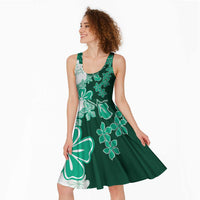 Green Hibiscus Plumeria Floral Midi Dress - Polynesian Pride