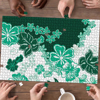 Green Hibiscus Plumeria Floral Puzzle LT01