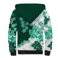 Green Hibiscus Plumeria Floral Sherpa Hoodie - Polynesian Pride