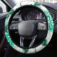 Green Hibiscus Plumeria Floral Steering Wheel Cover - Polynesian Pride