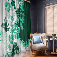 Green Hibiscus Plumeria Floral Window Curtain - Polynesian Pride