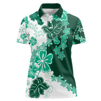 Green Hibiscus Plumeria Floral Women Polo Shirt - Polynesian Pride