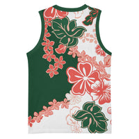 Green Orange Hibiscus Plumeria Floral Basketball Jersey - Polynesian Pride