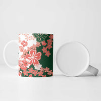 Green Orange Hibiscus Plumeria Floral Ceramic Mug - Polynesian Pride
