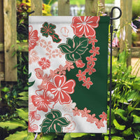 Green Orange Hibiscus Plumeria Floral Garden Flag - Polynesian Pride