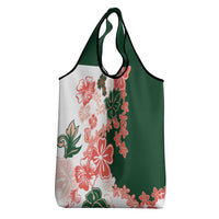 Green Orange Hibiscus Plumeria Floral Grocery Bag - Polynesian Pride