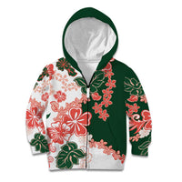 Green Orange Hibiscus Plumeria Floral Kid Hoodie - Polynesian Pride