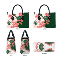 Green Orange Hibiscus Plumeria Floral Leather Bag - Polynesian Pride