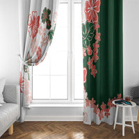 Green Orange Hibiscus Plumeria Floral Window Curtain - Polynesian Pride
