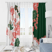 Green Orange Hibiscus Plumeria Floral Window Curtain - Polynesian Pride