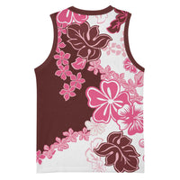 Pink Hibiscus Plumeria Floral Basketball Jersey - Polynesian Pride